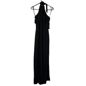 Bebe BLACK HALTER NECK DRAPED